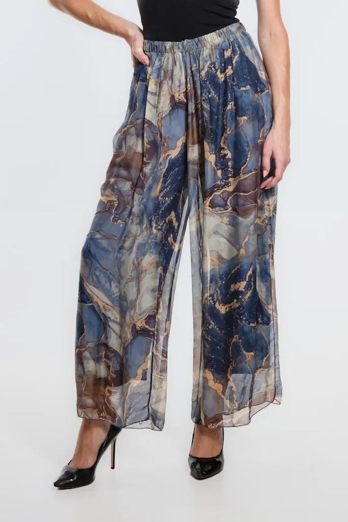 Marble Roxy Silk Straight Leg Pant (PL212M)