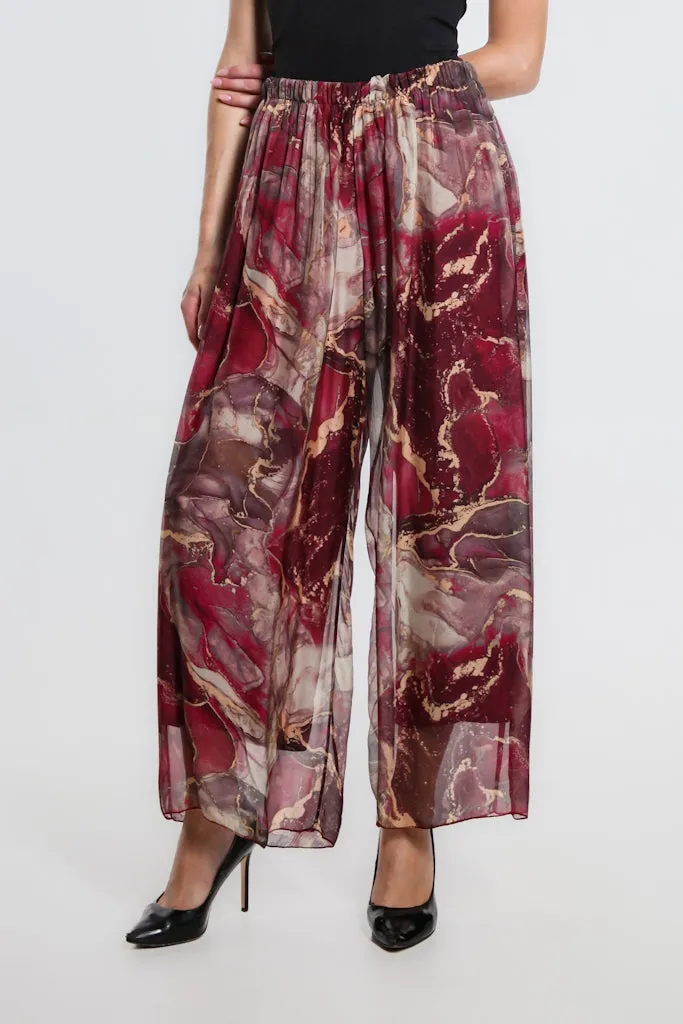 Marble Roxy Silk Straight Leg Pant (PL212M)