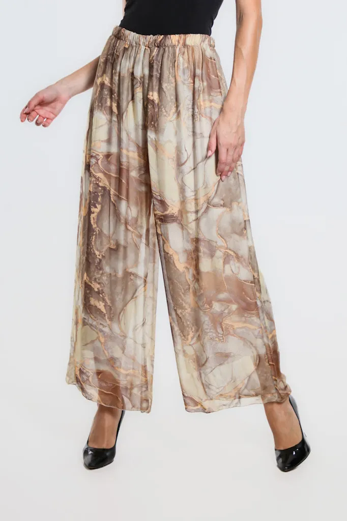 Marble Roxy Silk Straight Leg Pant (PL212M)