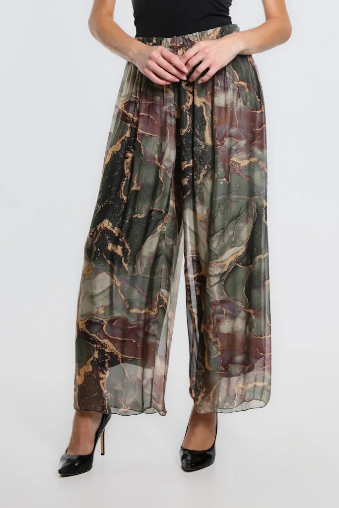 Marble Roxy Silk Straight Leg Pant (PL212M)