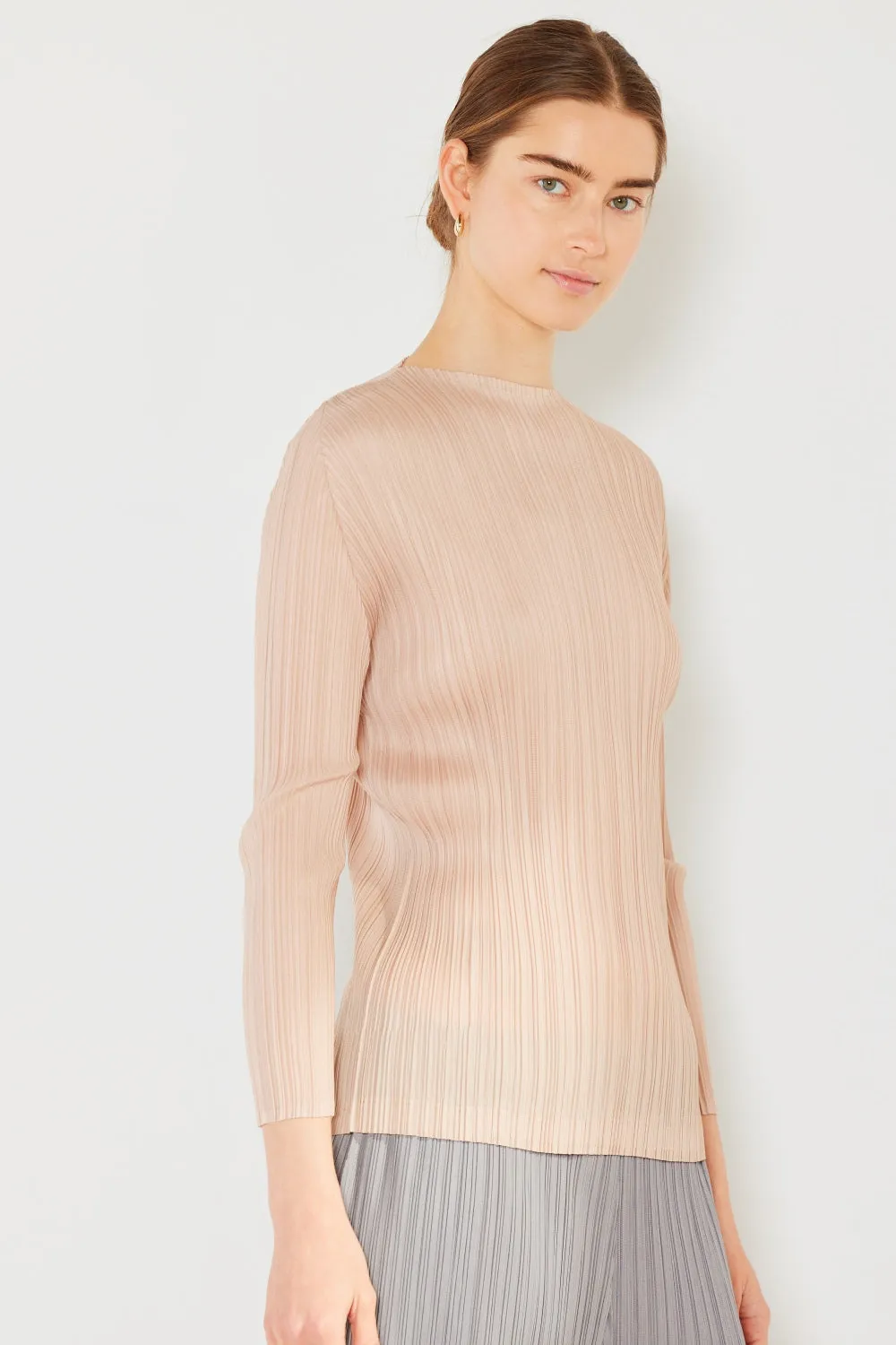 Marina West Swim Pleated Long Sleeve Boatneck Top