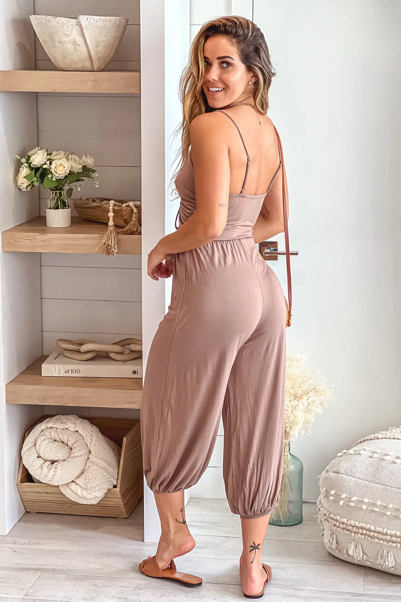 Mocha Jumpsuit With Cut Out