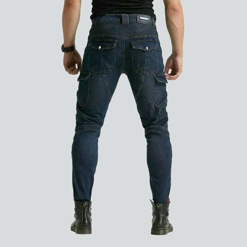 Navy men's biker jeans