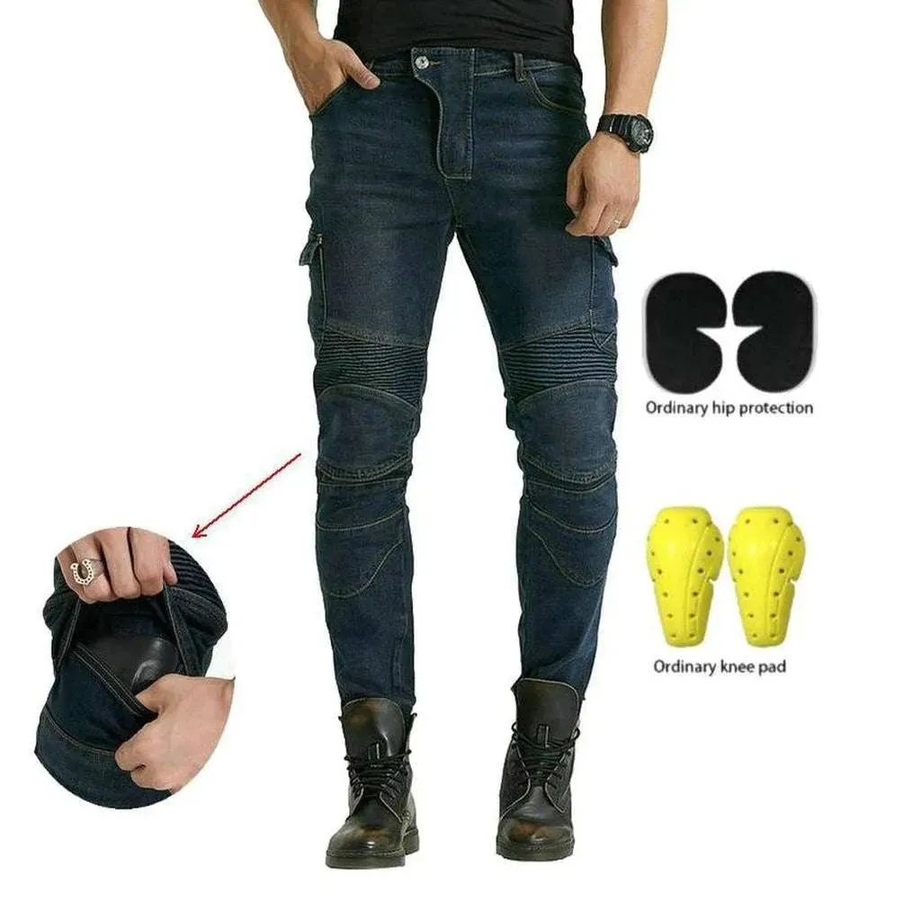 Navy men's biker jeans