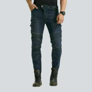 Navy men's biker jeans