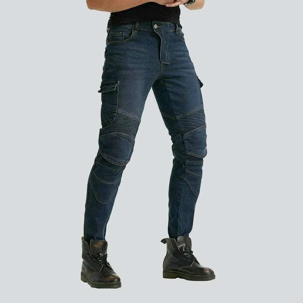 Navy men's biker jeans