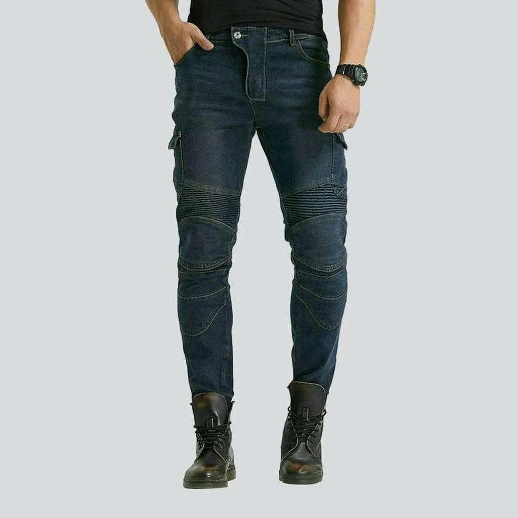 Navy men's biker jeans