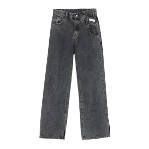 Niche Design Men's Denim Pants Slit Casual Wide Leg Flared Trousers Straight Loose Solid Color Male Jeans Autumn 9C6894