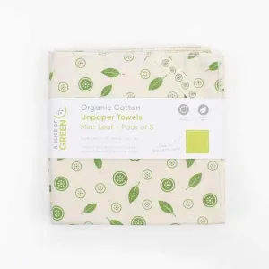 Organic Cotton Unpaper Towels - Mint Leaf - Pack of 5