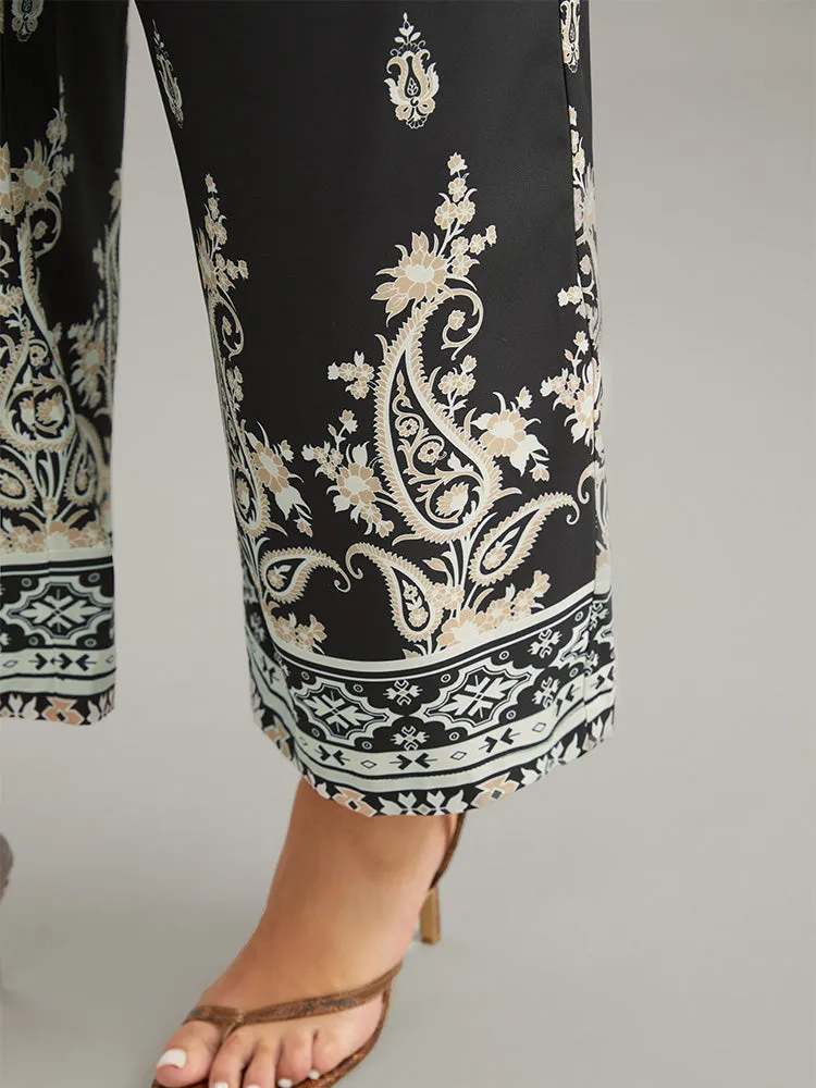 Paisley High Rise Elastic Waist Pants