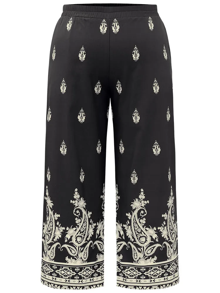 Paisley High Rise Elastic Waist Pants