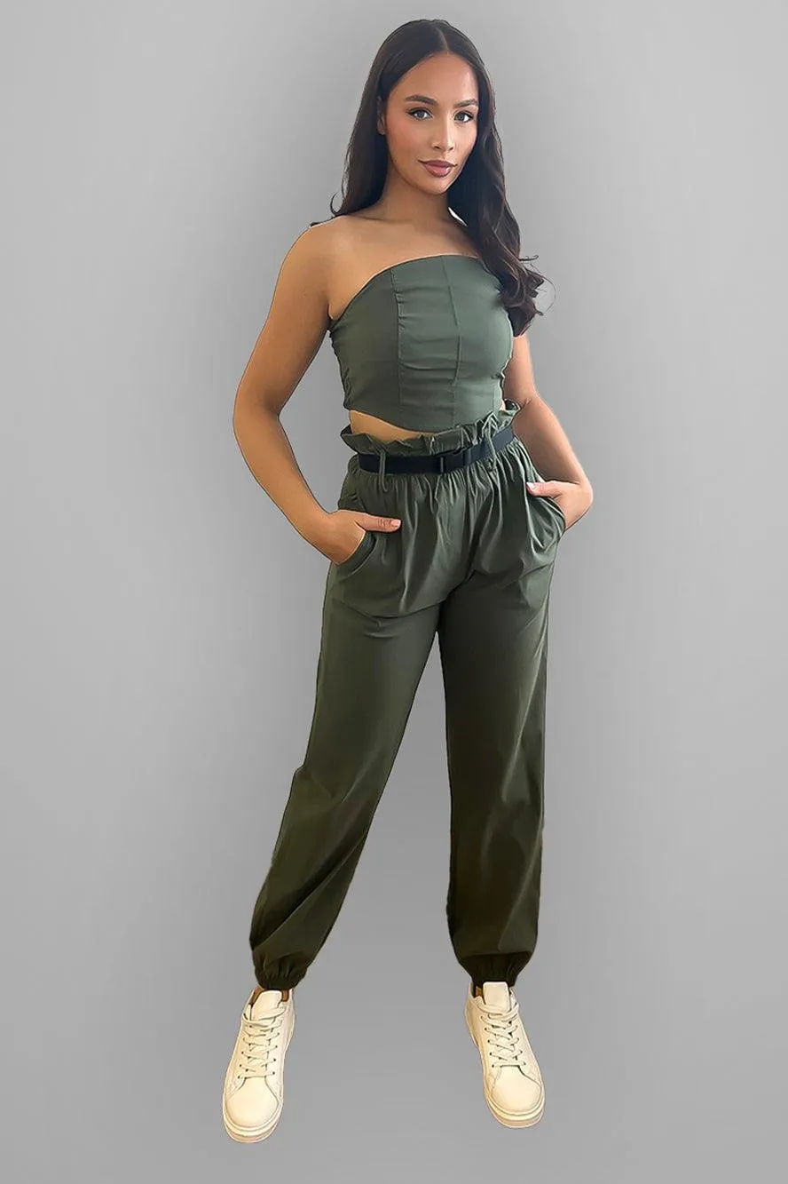 Paper Bag Waist Trousers & Bustier Set