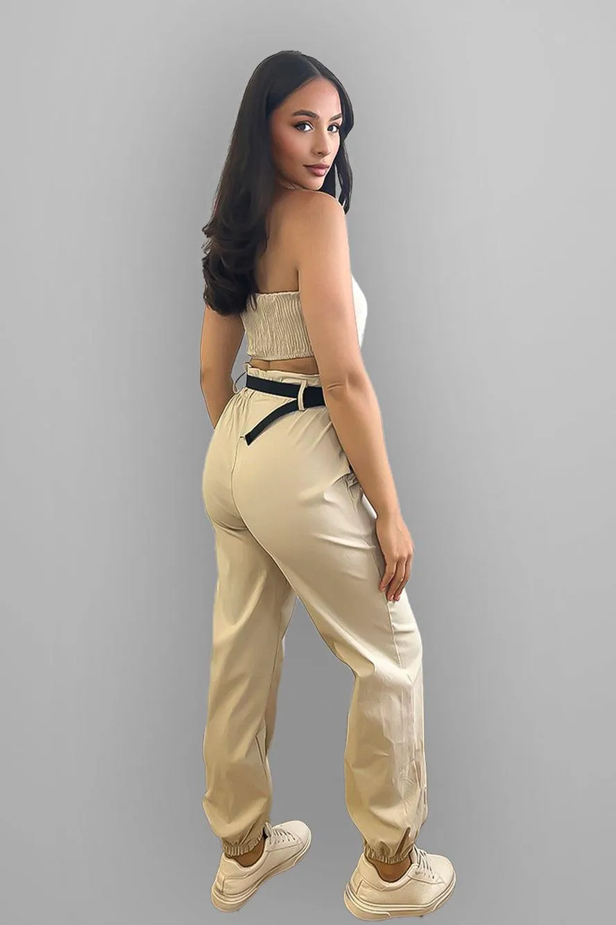 Paper Bag Waist Trousers & Bustier Set