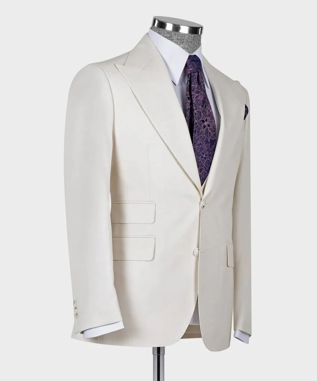 Peak Beige Classic Single Breasted Suit