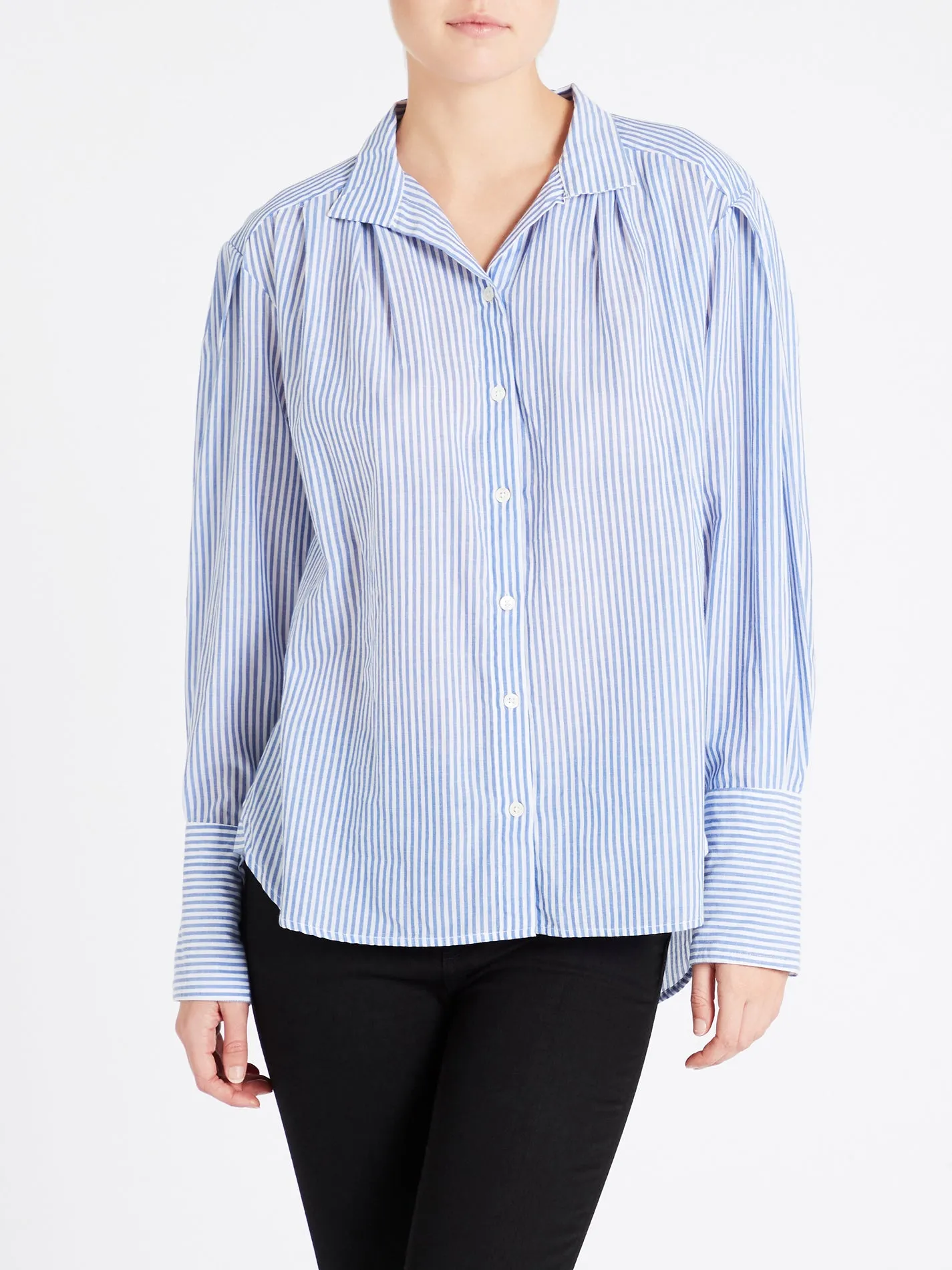 Pleated Clean Collar Shirt