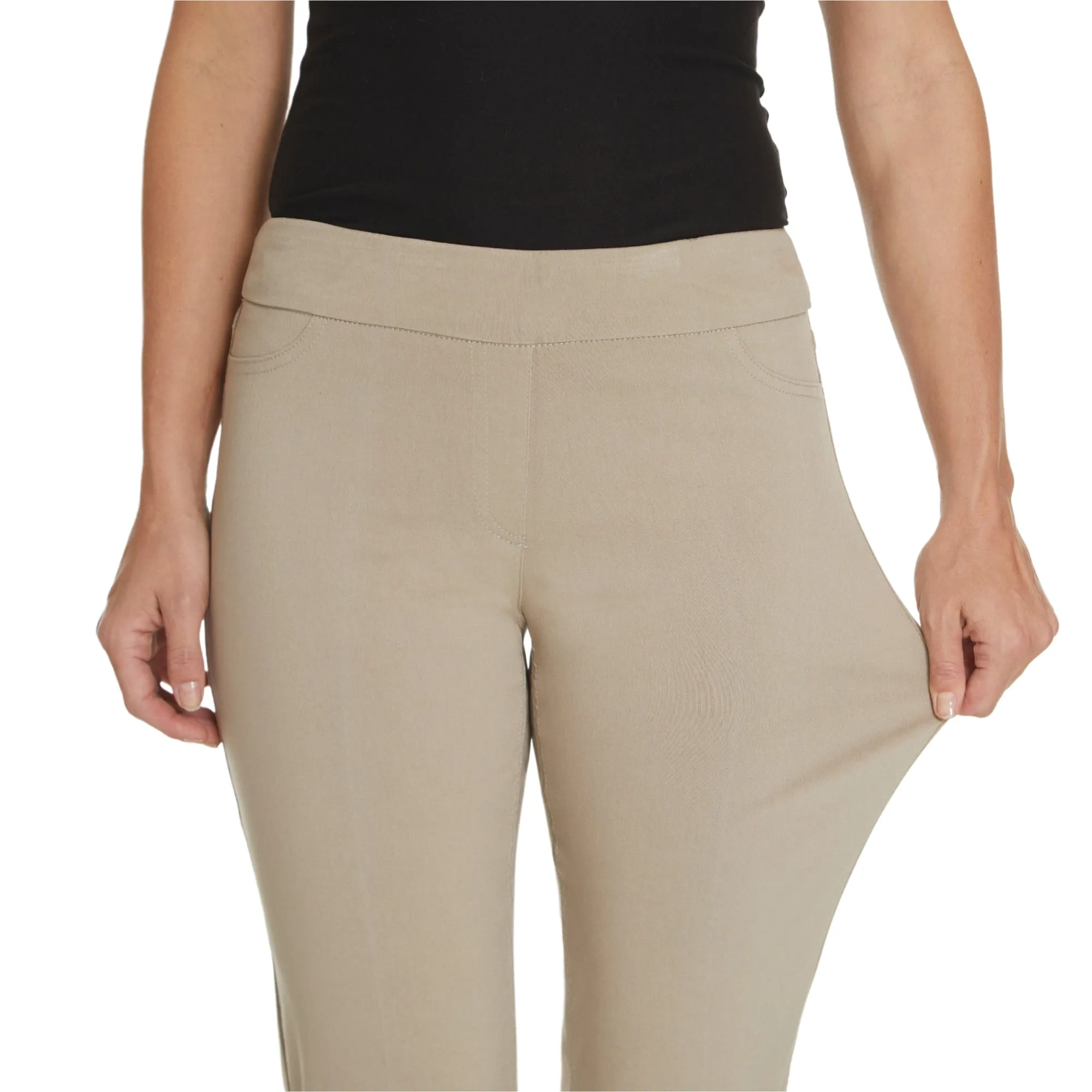 Plus Size Stone Capri Pants With Pockets