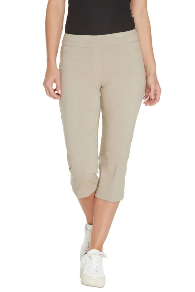 Plus Size Stone Capri Pants With Pockets