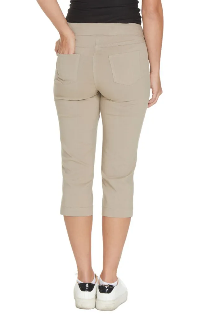 Plus Size Stone Capri Pants With Pockets