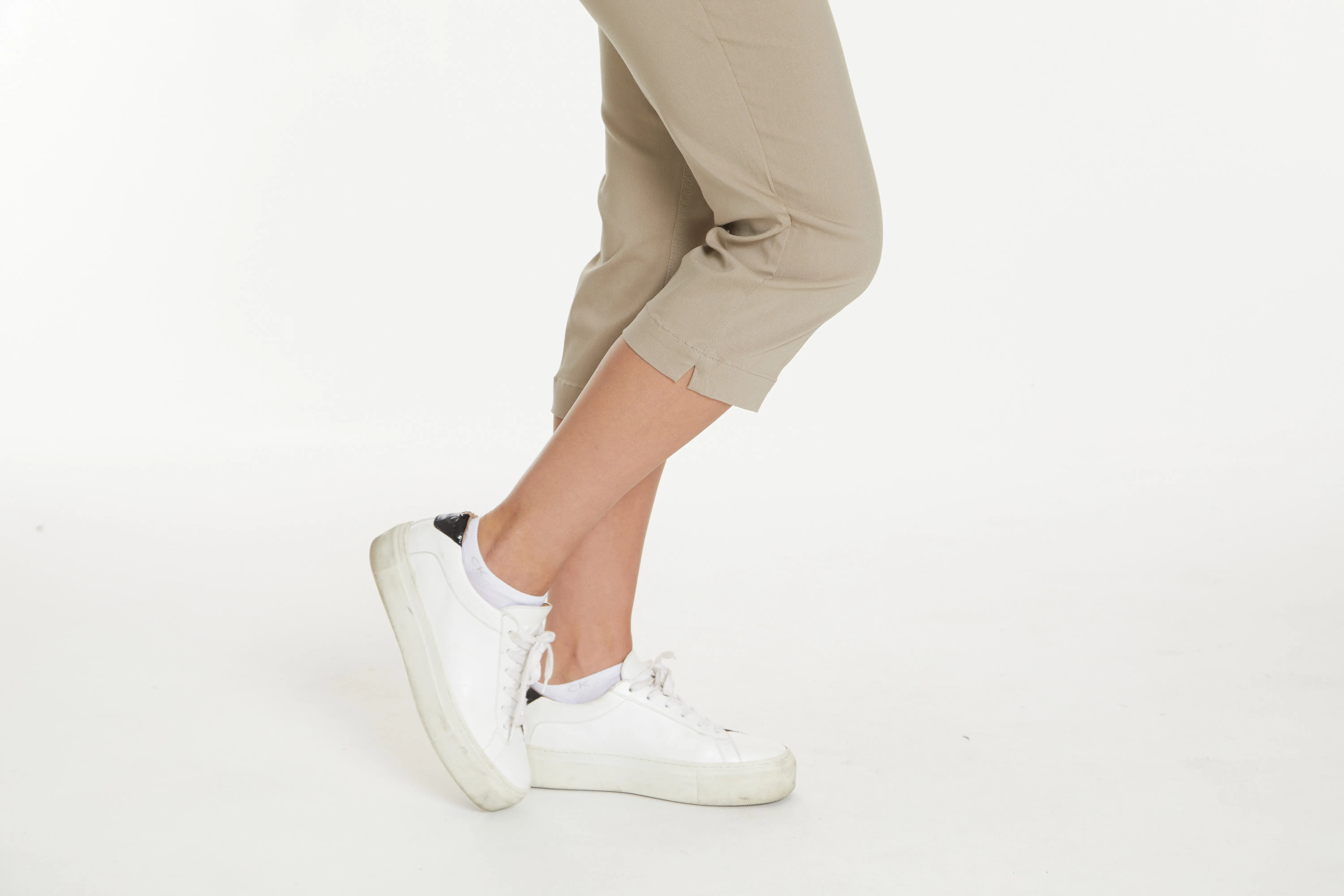 Plus Size Stone Capri Pants With Pockets