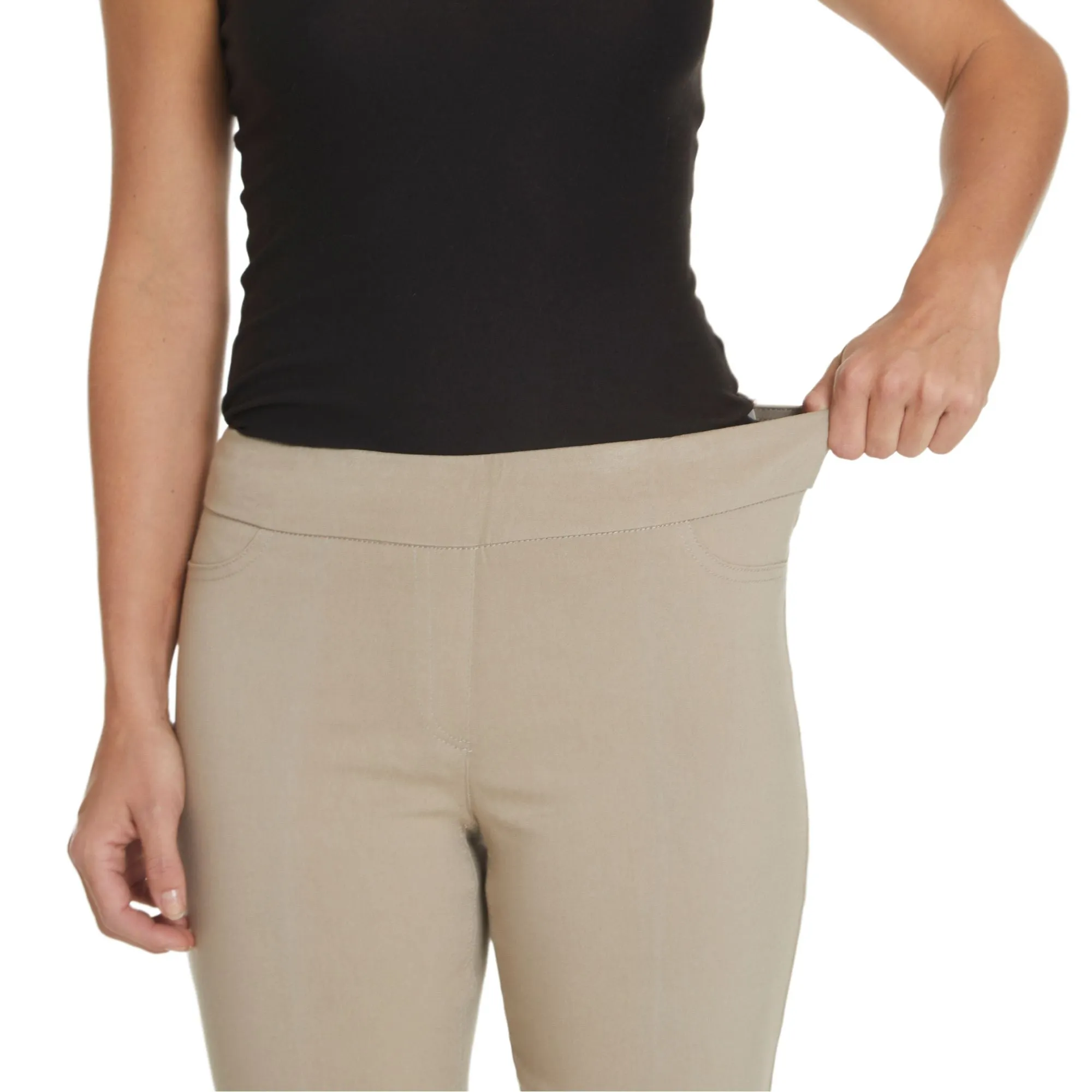 Plus Size Stone Capri Pants With Pockets