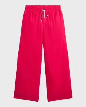 Polo Ralph Lauren Flat-Front Gauze Pants - Vibrant Pink