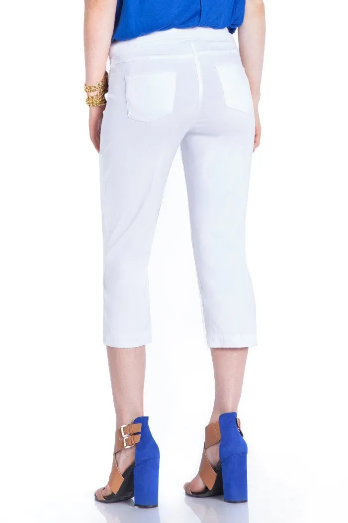 Pull On White Capri Pants With Pockets