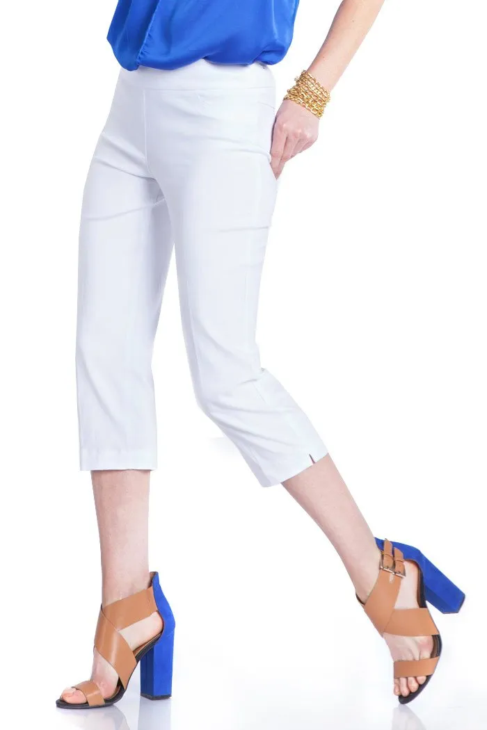 Pull On White Capri Pants With Pockets