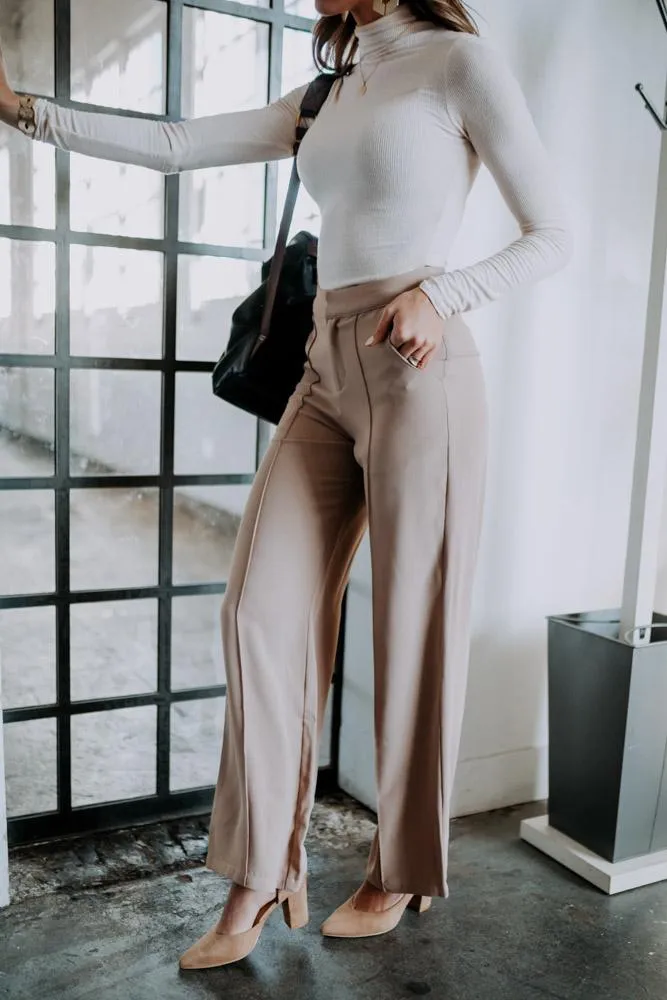 Rigby Wide Leg Trousers in Tan