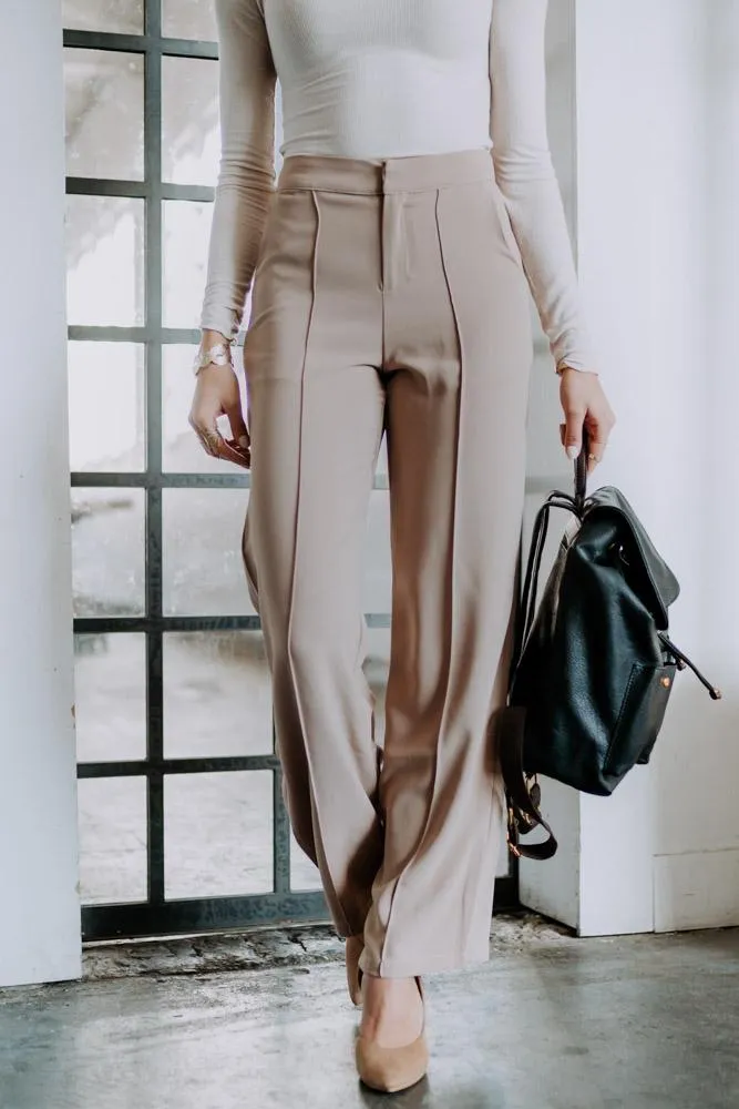 Rigby Wide Leg Trousers in Tan