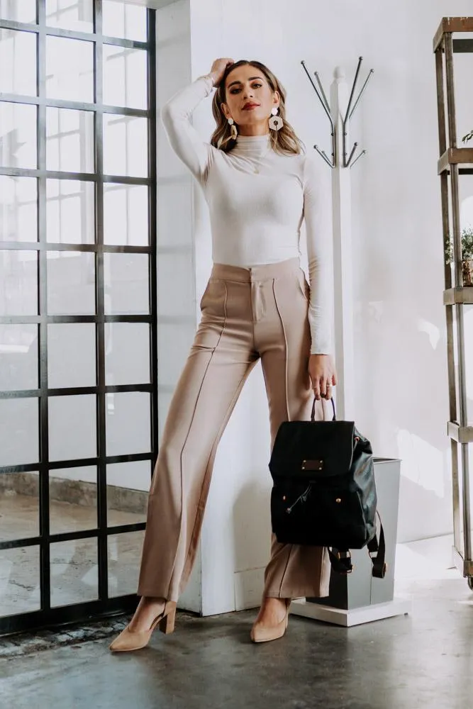 Rigby Wide Leg Trousers in Tan