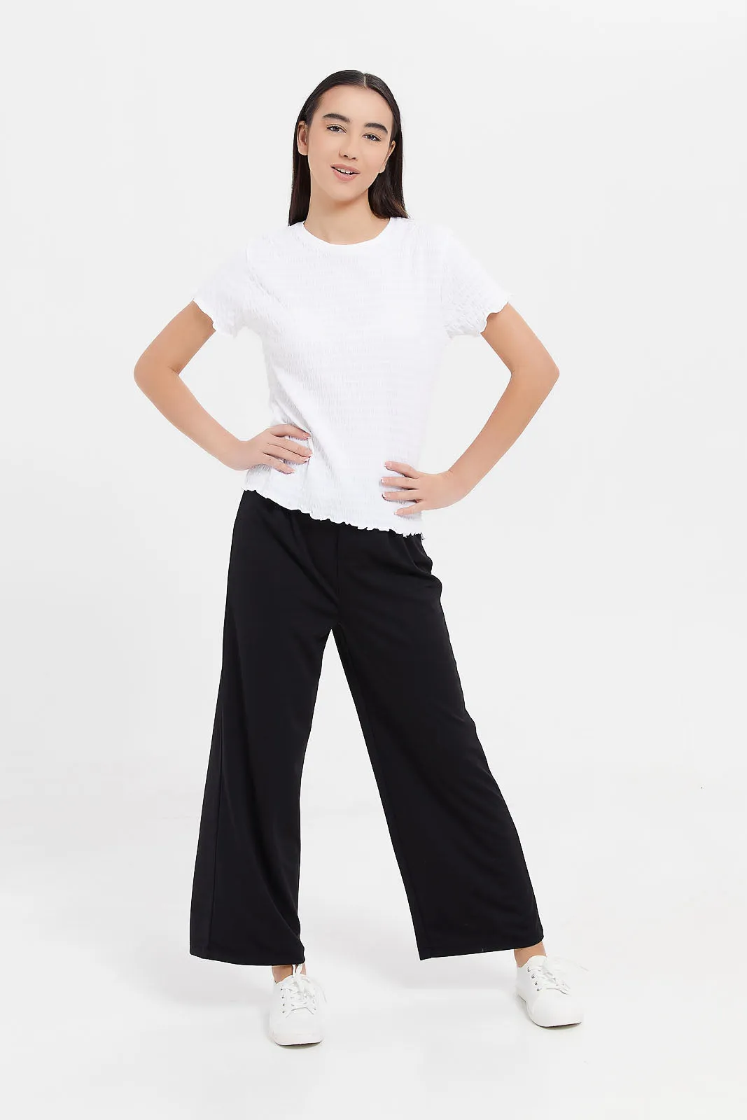 Senior Girls Black Wide Leg Pants