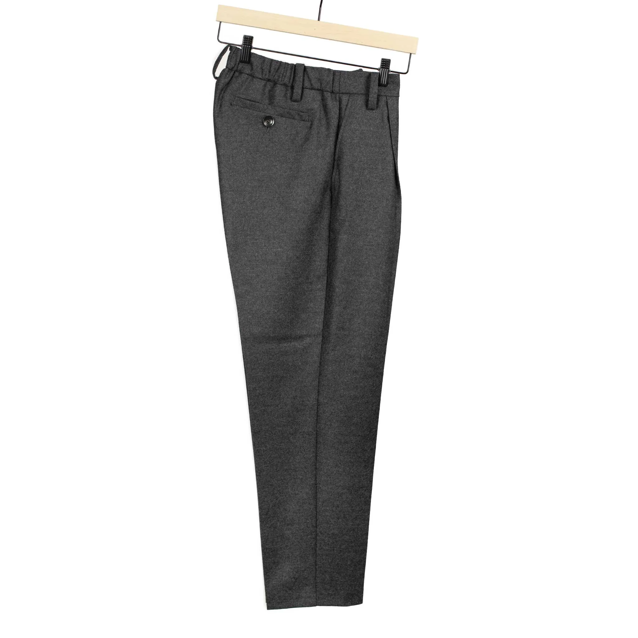 Single-pleated easy trousers in charcoal grey wool mix