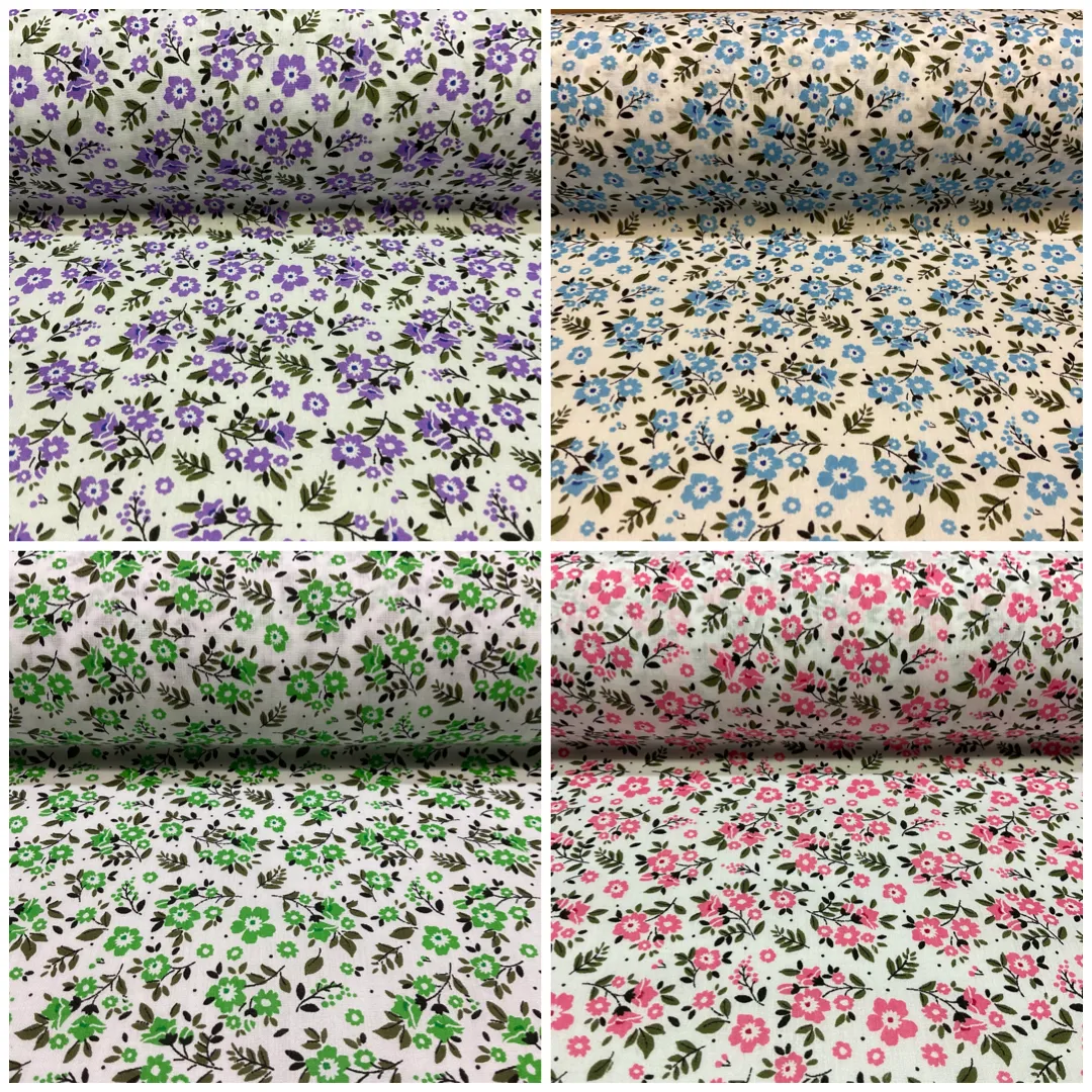 Small Floral Poly cotton printed lightweight fabric M1616