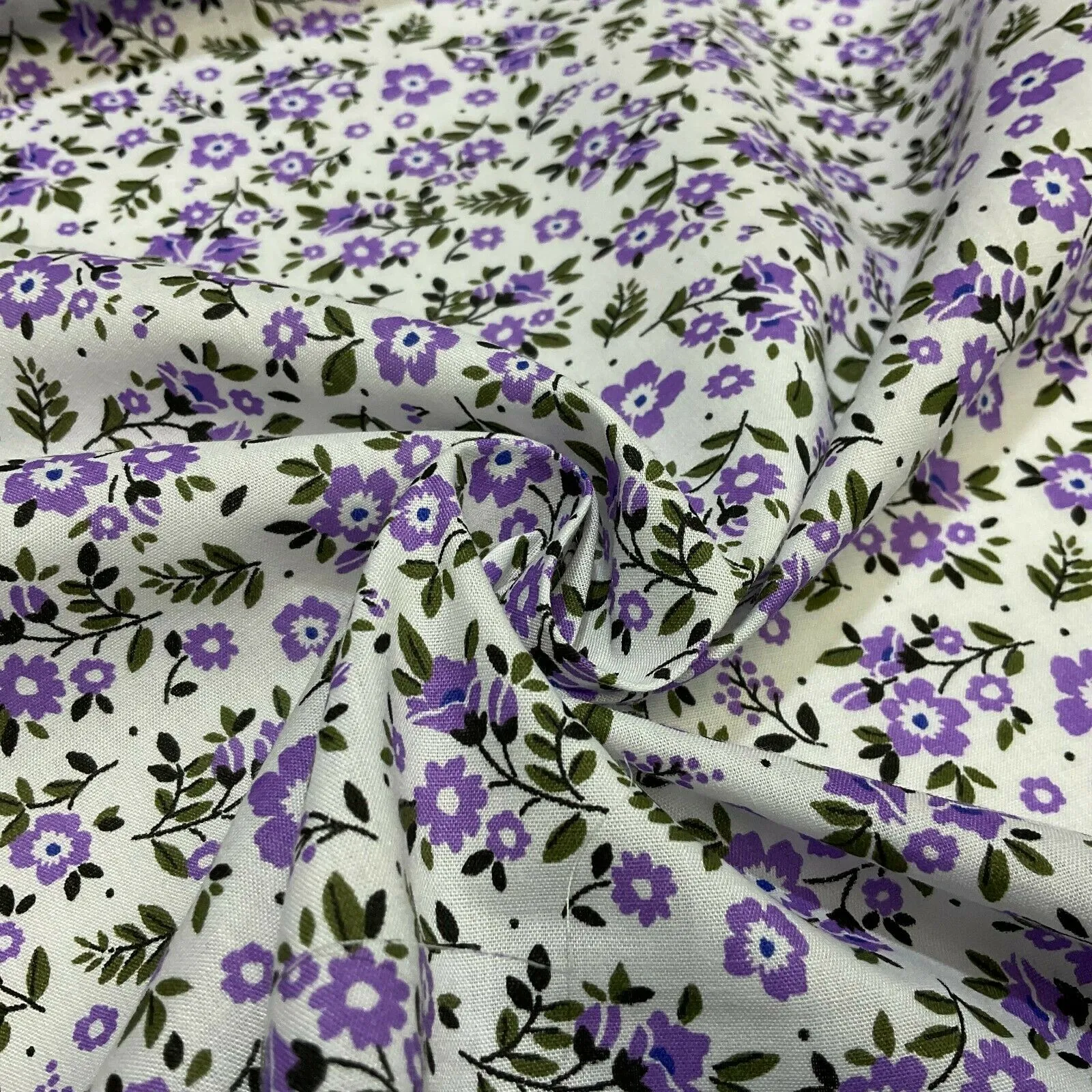 Small Floral Poly cotton printed lightweight fabric M1616