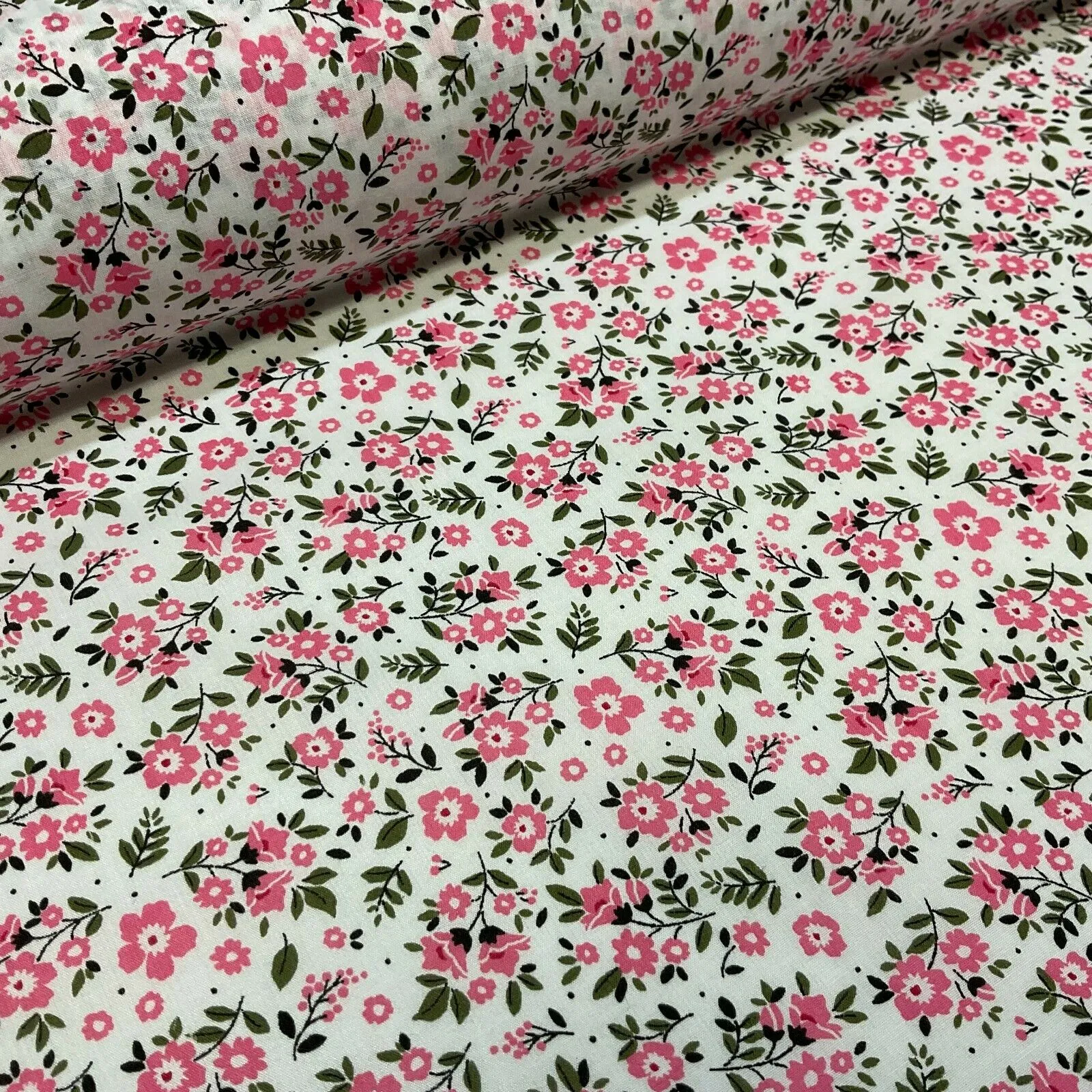 Small Floral Poly cotton printed lightweight fabric M1616