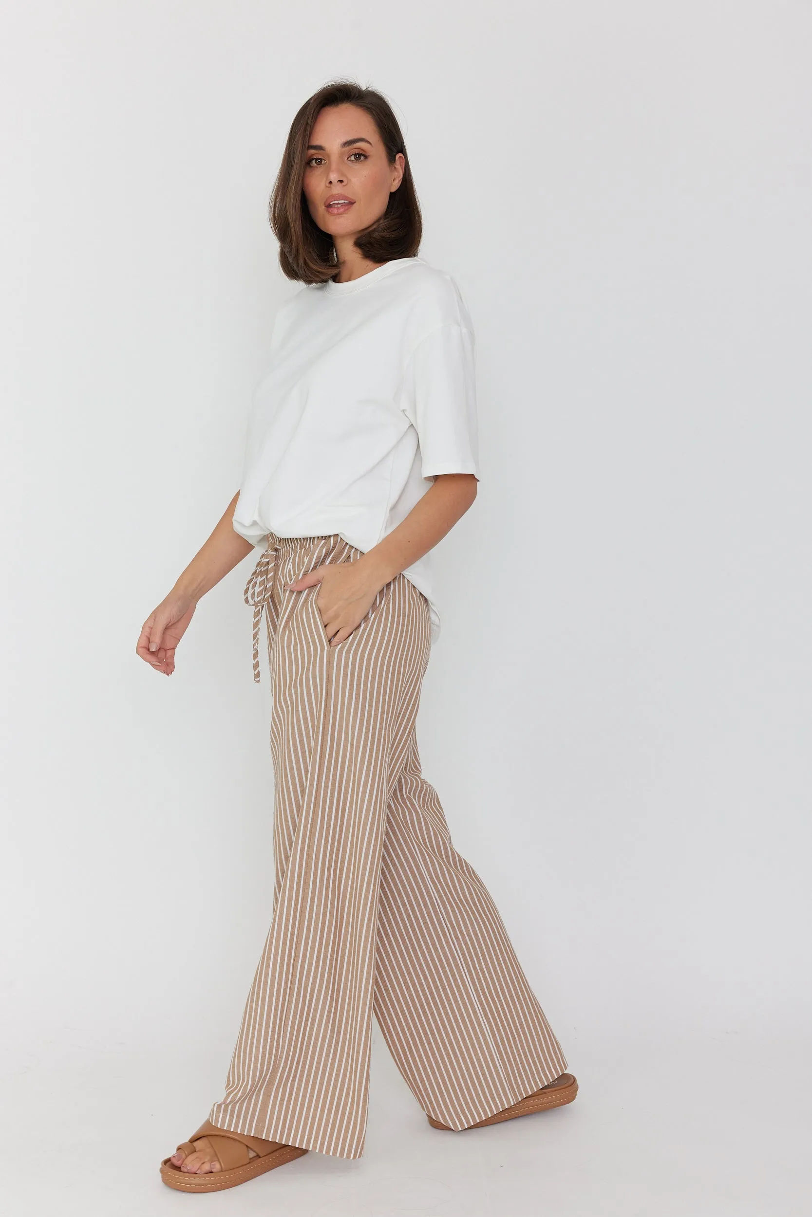 SPLINTA Pants Beige Stripe