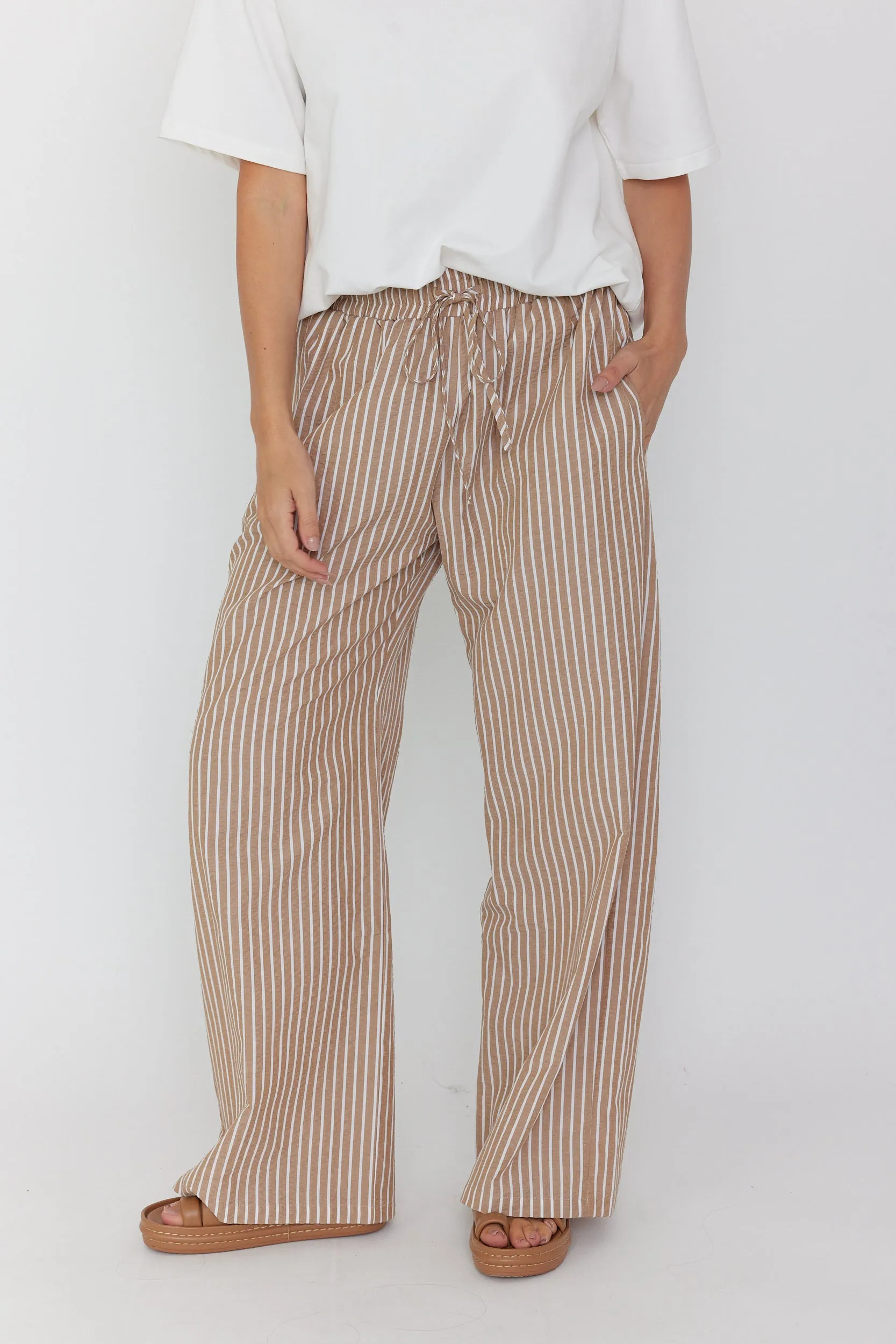 SPLINTA Pants Beige Stripe