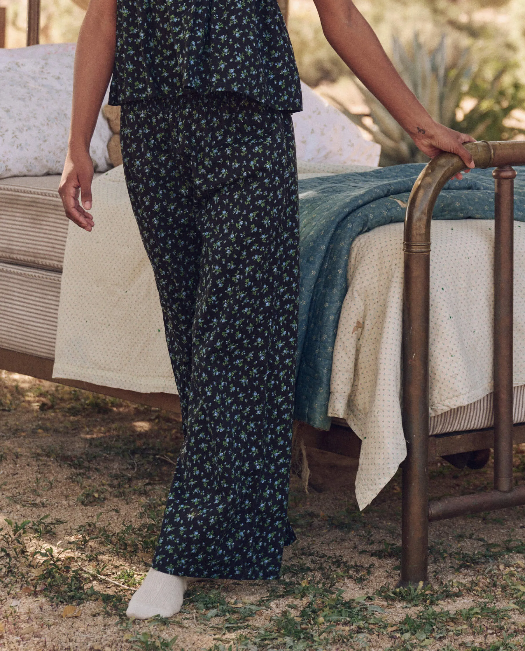 The Smocked Sleep Pant. -- Nightshade Floral