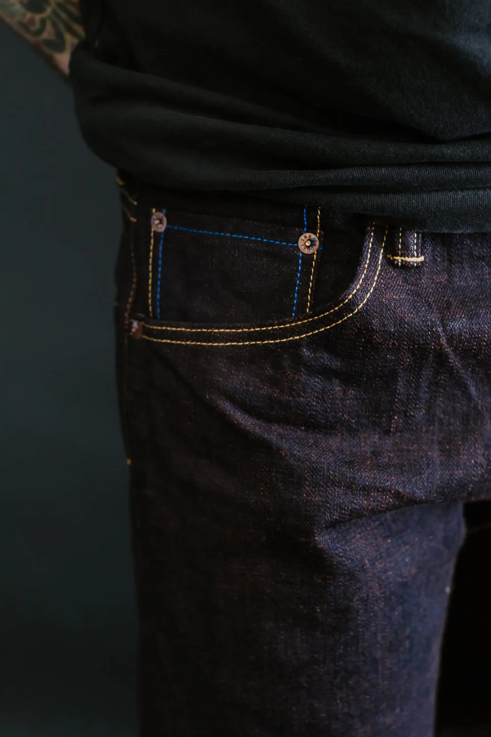 TNK101KH - 14.5oz "KAKISHIBU" Selvedge Regular Straight - Indigo x Kakishibu OW