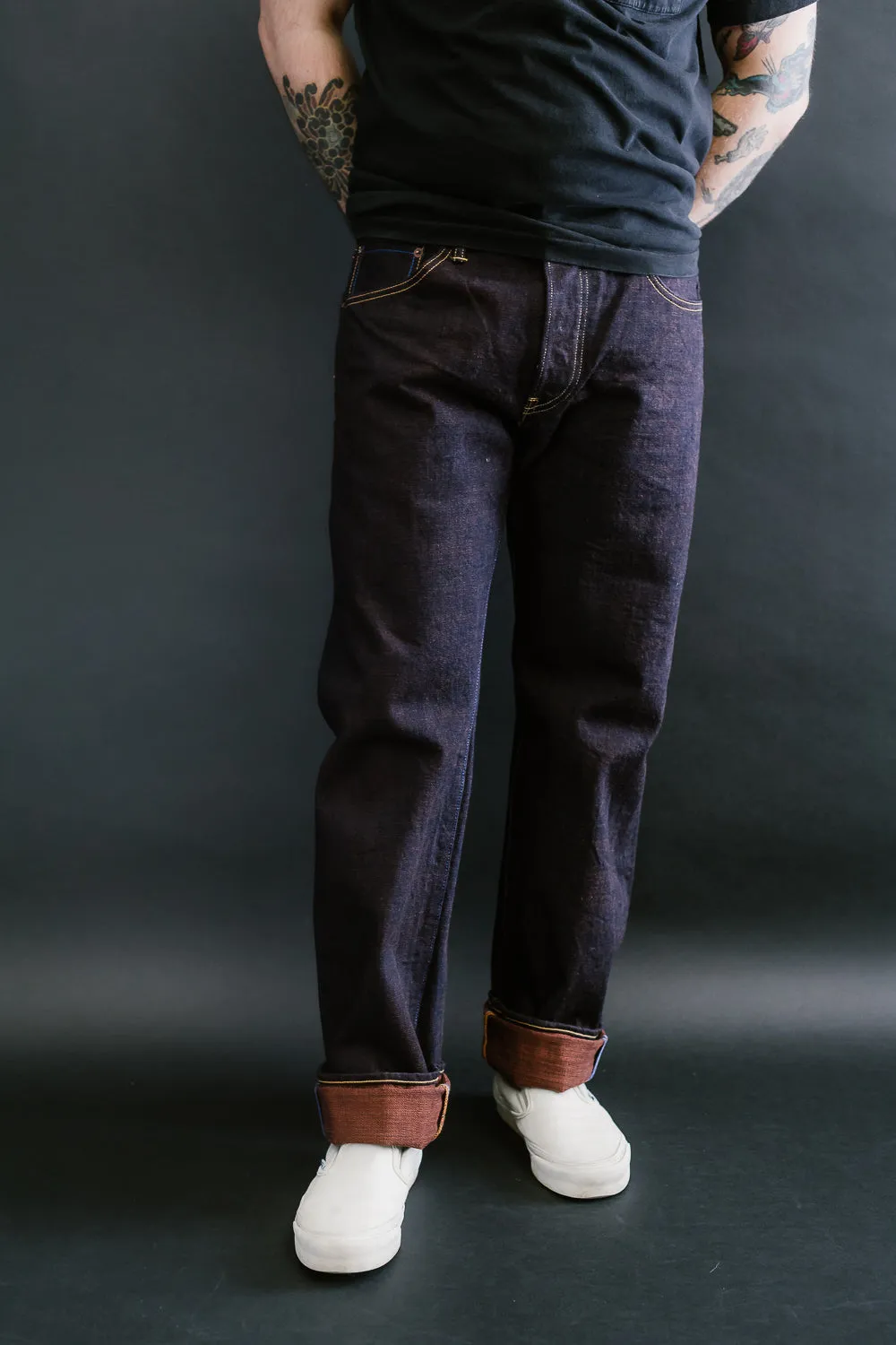 TNK101KH - 14.5oz "KAKISHIBU" Selvedge Regular Straight - Indigo x Kakishibu OW