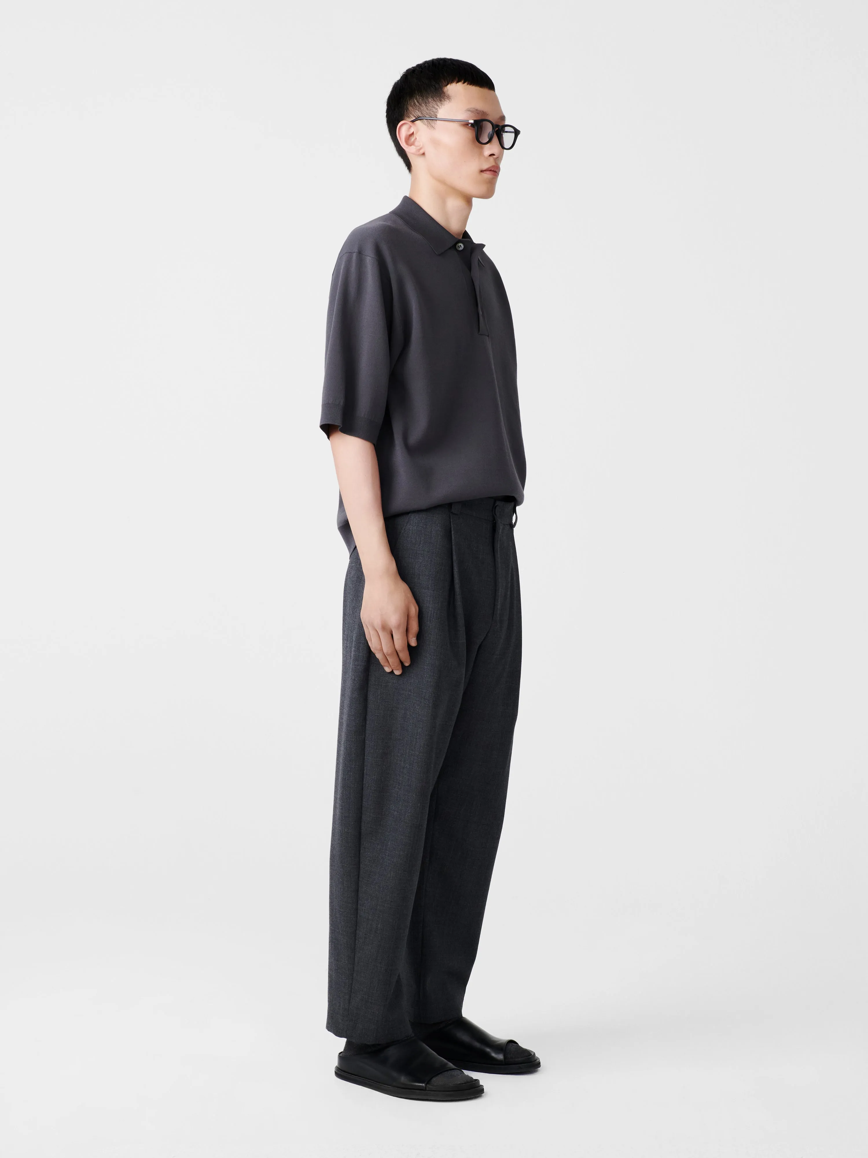 Tuck Tropical Wool Pant in Tarmac