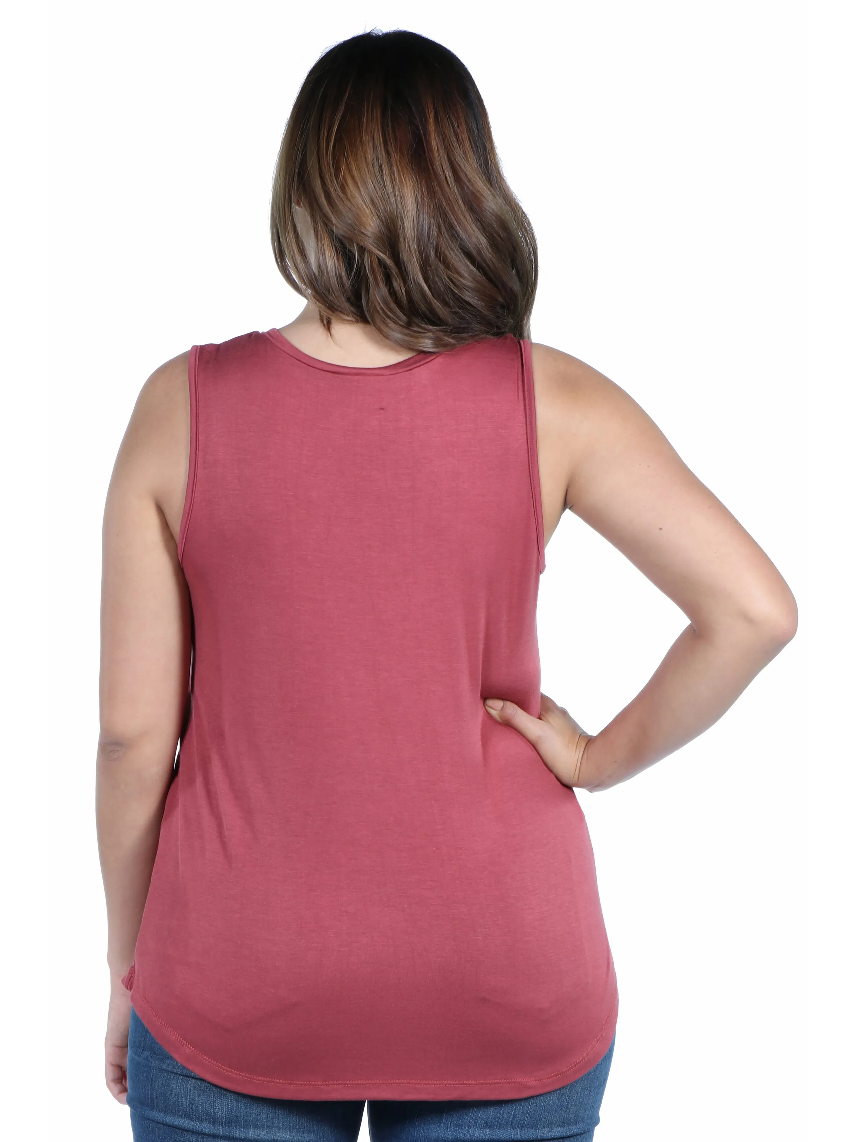 V Neck Sleeveless Rounded Hemline Plus Size Top