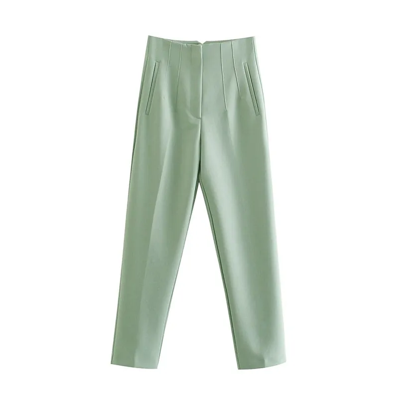 Vintage High Waist Ankle Length Trousers for Women