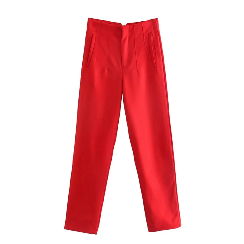 Vintage High Waist Ankle Length Trousers for Women