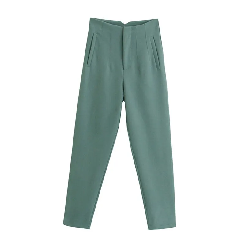 Vintage High Waist Ankle Length Trousers for Women