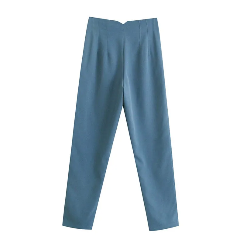 Vintage High Waist Ankle Length Trousers for Women