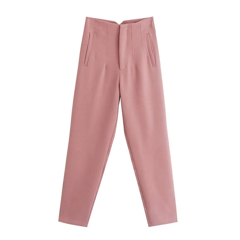 Vintage High Waist Ankle Length Trousers for Women