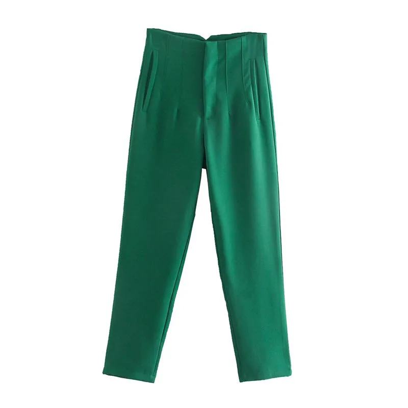 Vintage High Waist Ankle Length Trousers for Women