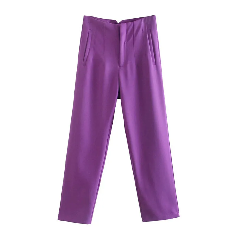 Vintage High Waist Ankle Length Trousers for Women