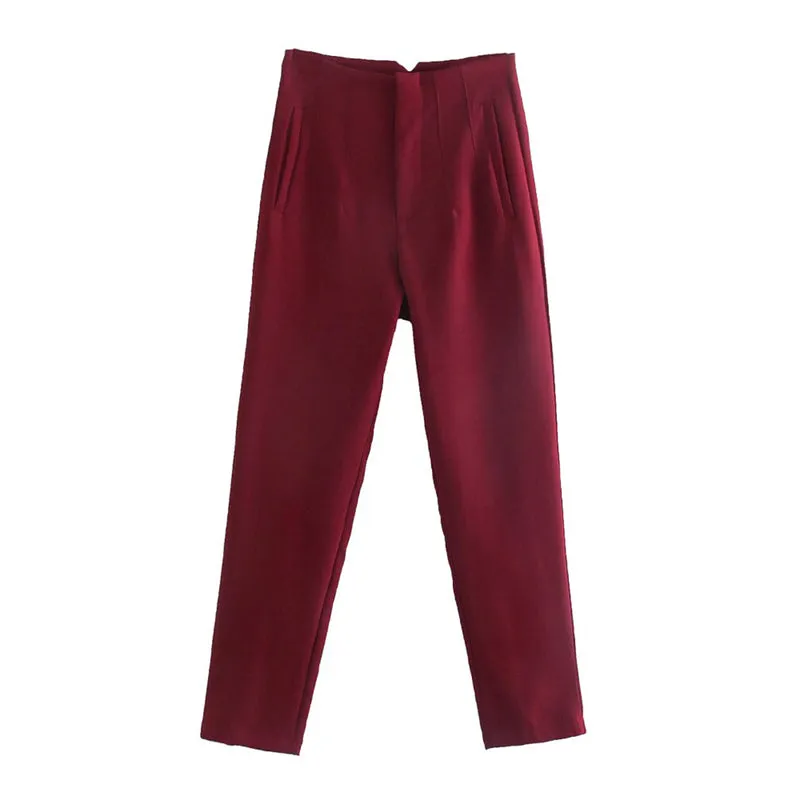 Vintage High Waist Ankle Length Trousers for Women